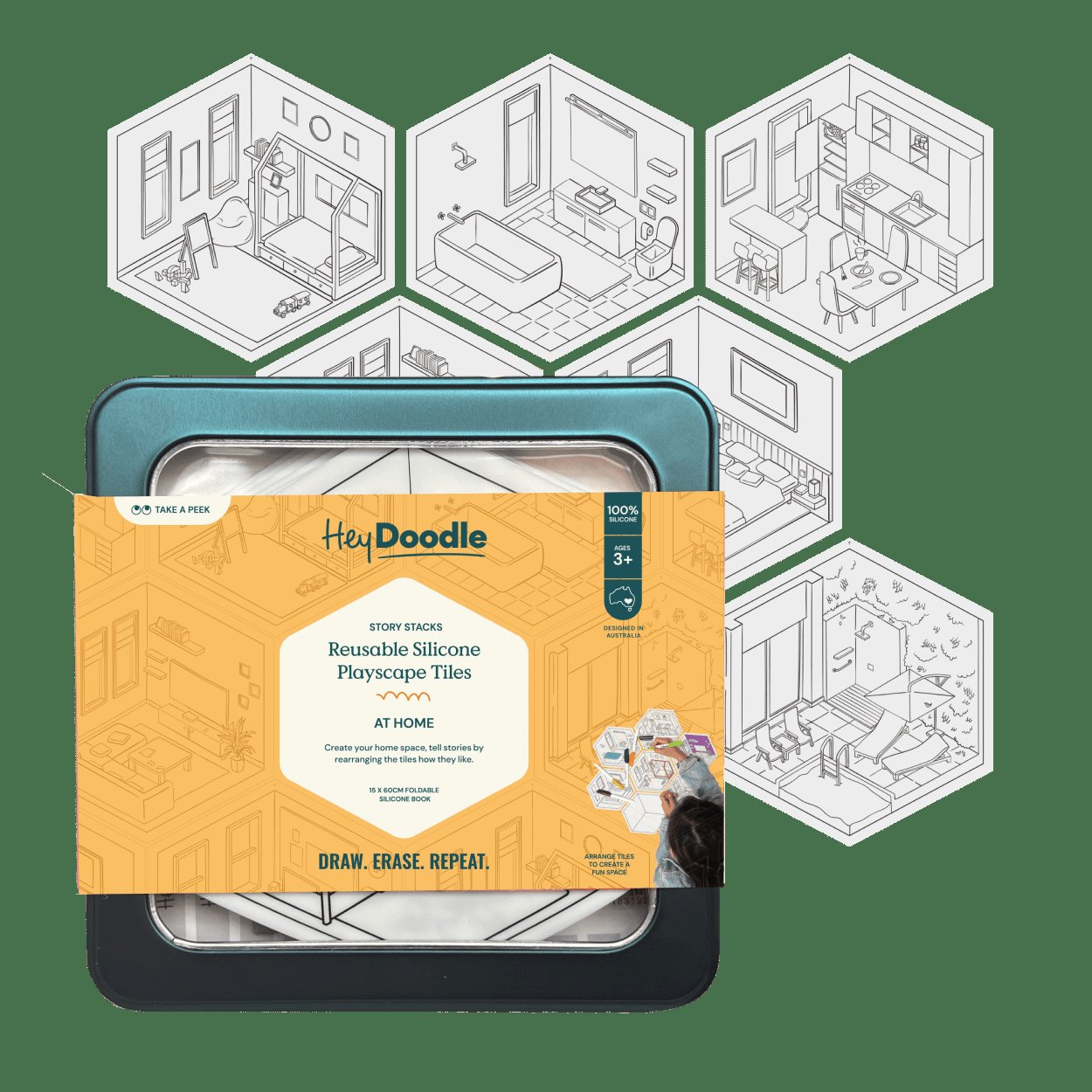 Hey Doodle Reusable Silicone Playscape Tiles