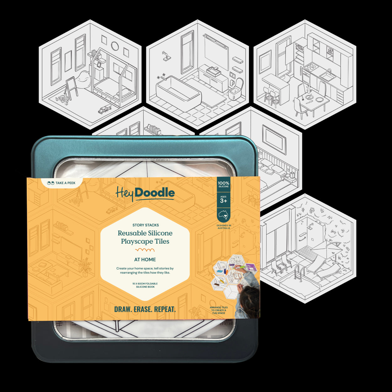 Hey Doodle Reusable Silicone Playscape Tiles