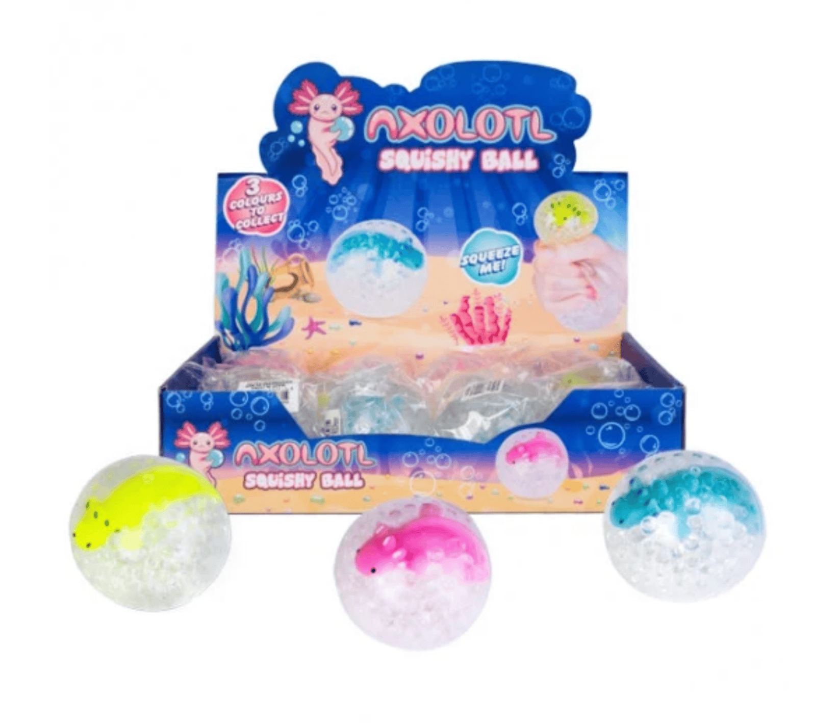 Axolotl Squishy Ball — Squishy ball filled with satisfying clear gel beads Squeeze to — OT recommended, Australia
