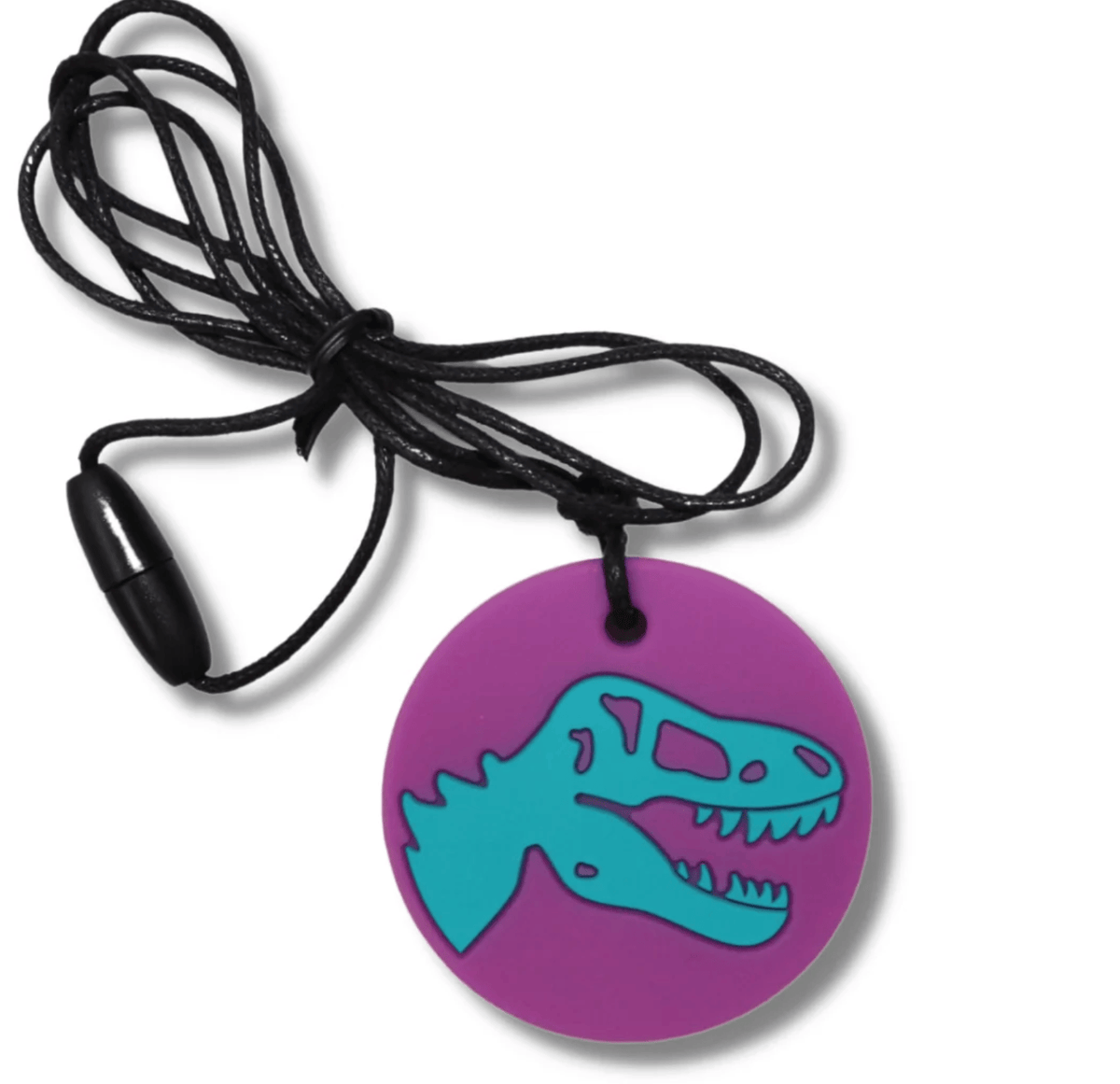 Dinosaur Chew Pendant | Jellystone — Sensory Delight, Juicy and Bright!  Circular shaped with dinosaur pattern, — OT recommended, Australia