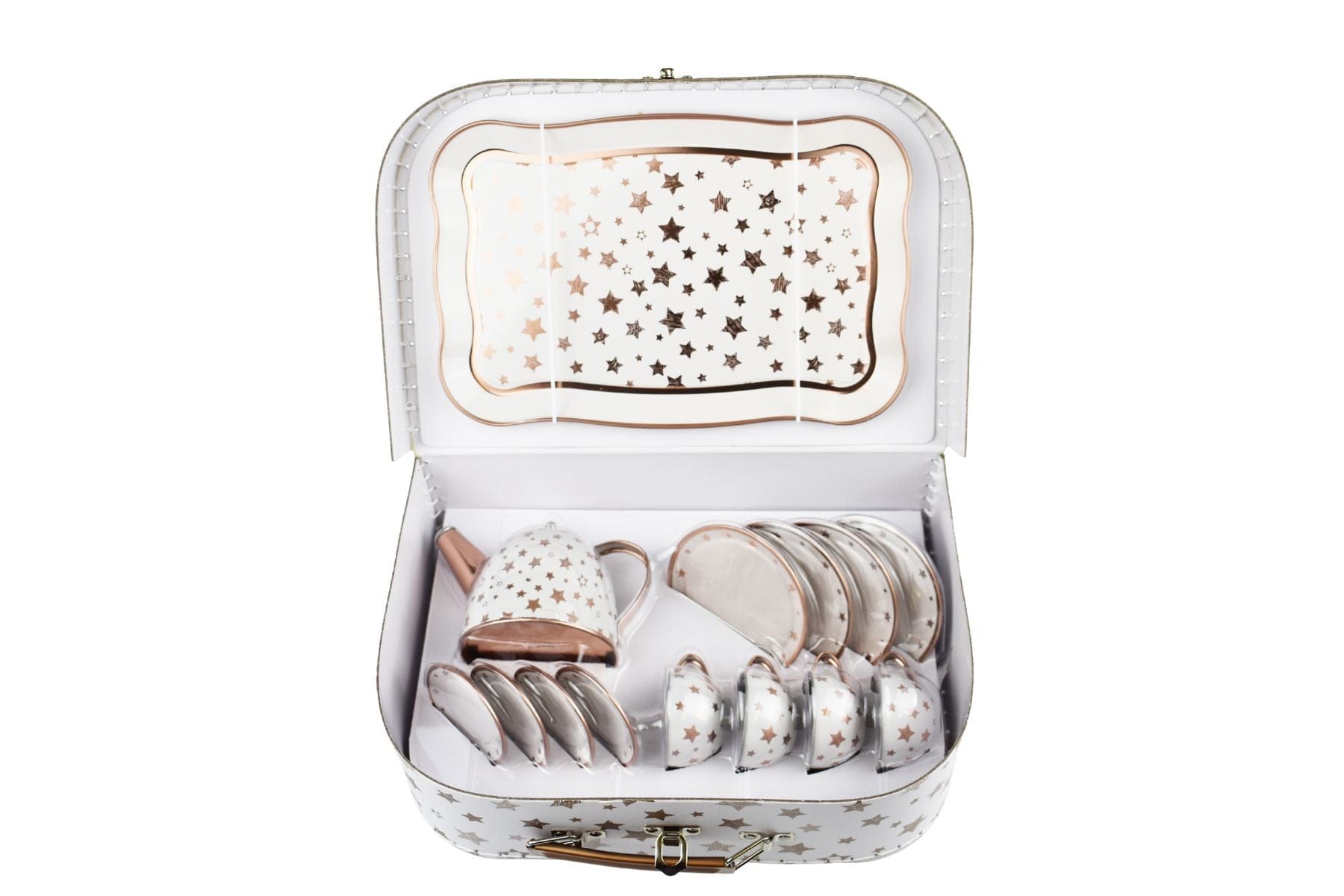 Tin Tea Set — Champion Brand Gold star Tin Tea set in a suitcase, — OT recommended, Australia