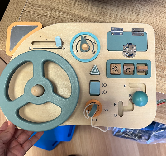 Baby Blue Driving Wooden Fidget Board
