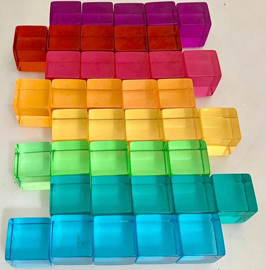 Bright Lucite Cubes 40 piece