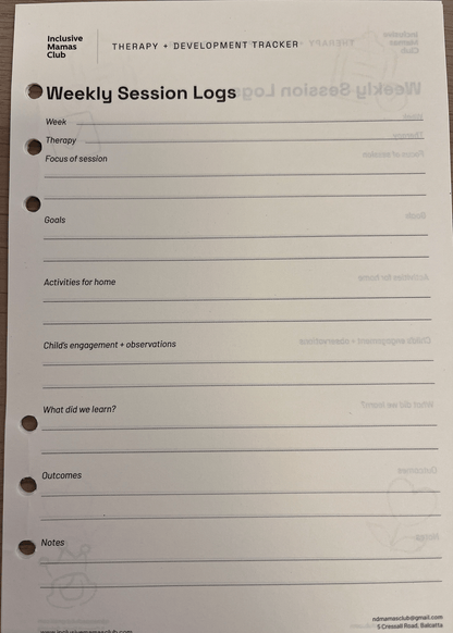 Therapy + Development Tracker (Insert)