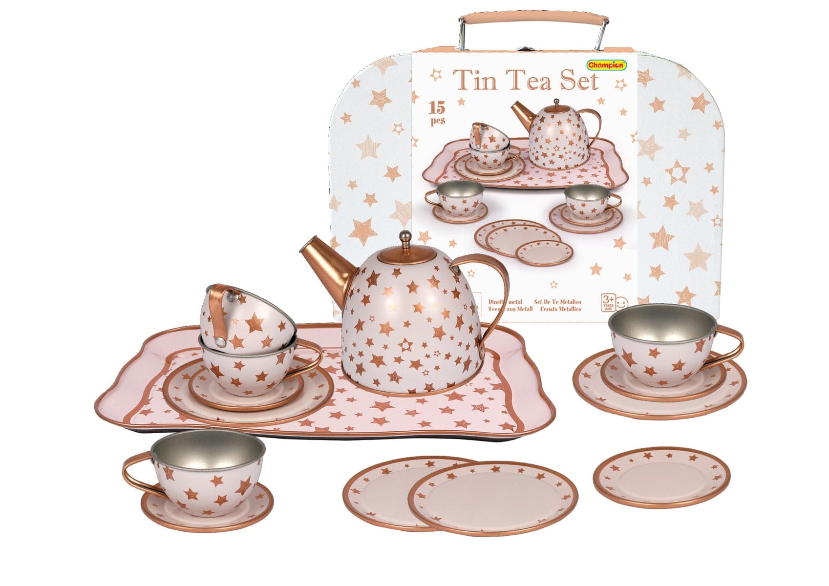 Tin Tea Set — Champion Brand Gold star Tin Tea set in a suitcase, — OT recommended, Australia
